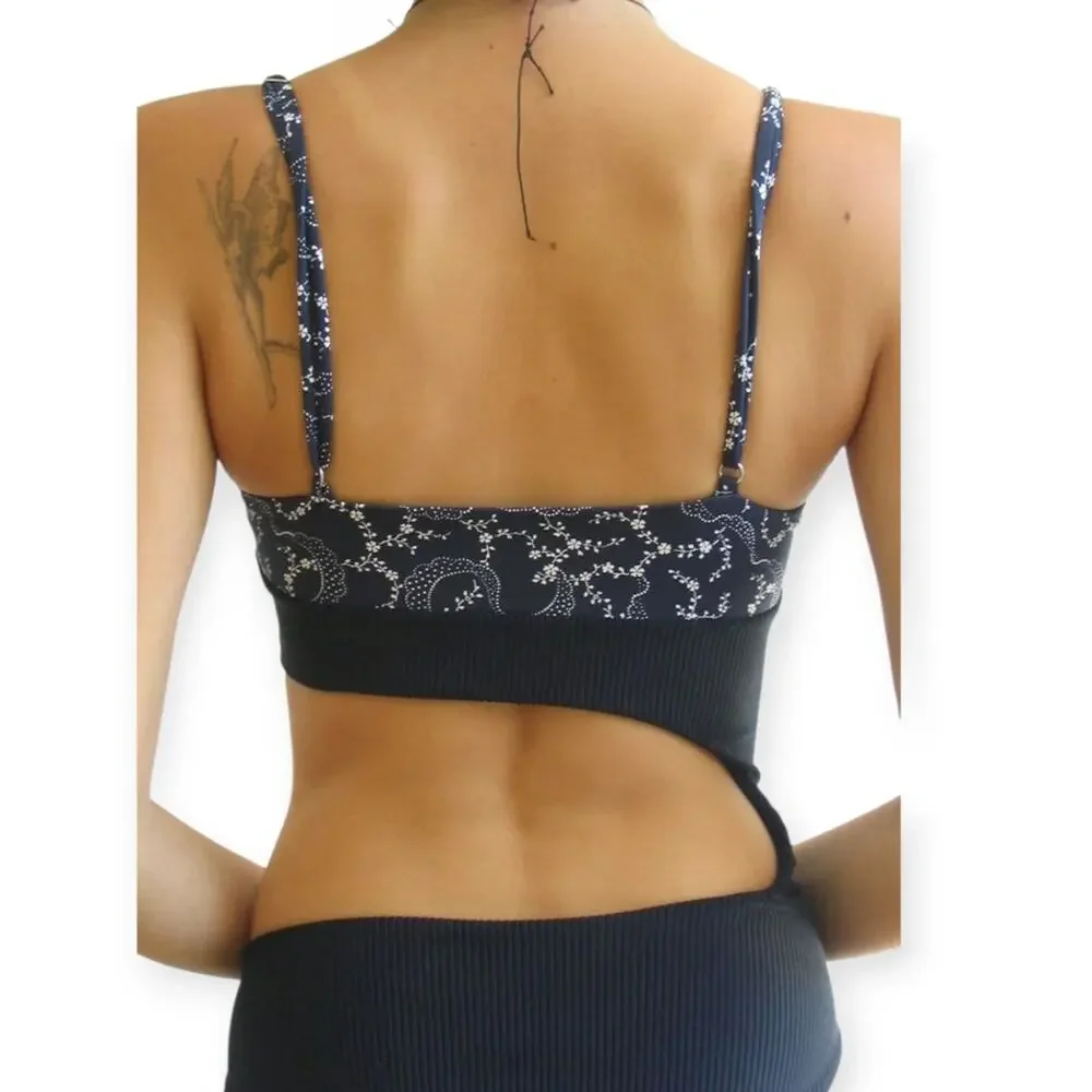 Frankies Bikinis Thea Ribbed Bandana Cutout One Piece Swimsuit in Dixie